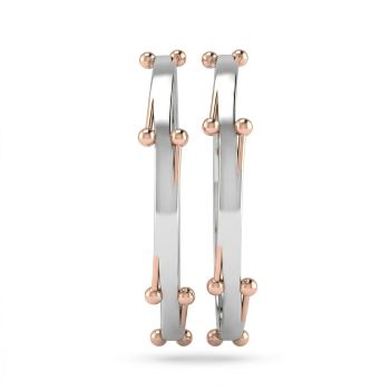 Dual Tone Rose and Silver Stackable Ball Bangle-hover