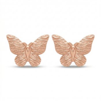 Fancy Rose Silver Butterfly Stud -hover