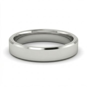 Silver Beveled Edge Wedding Ring with Polished Top-hover