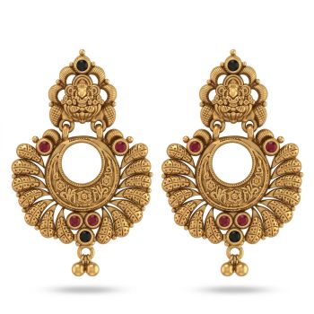 Antique Lakshmi Floral Silver Drops-hover