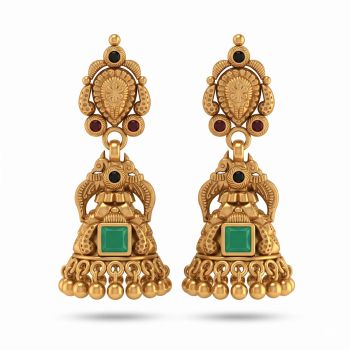 Traditional Floral Mayil Silver Jimikki-hover