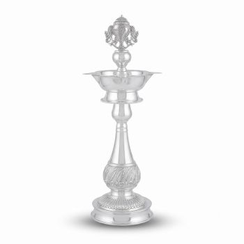 Traditional Sangu Silver Kuthu Vilakku-hover