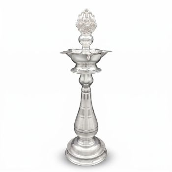 Traditional Lakshmi Gajalakshmi Silver Kuthu Vilakku-hover