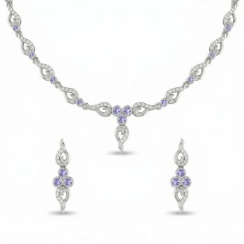 Fancy Silver Stone Jewelry Set-hover