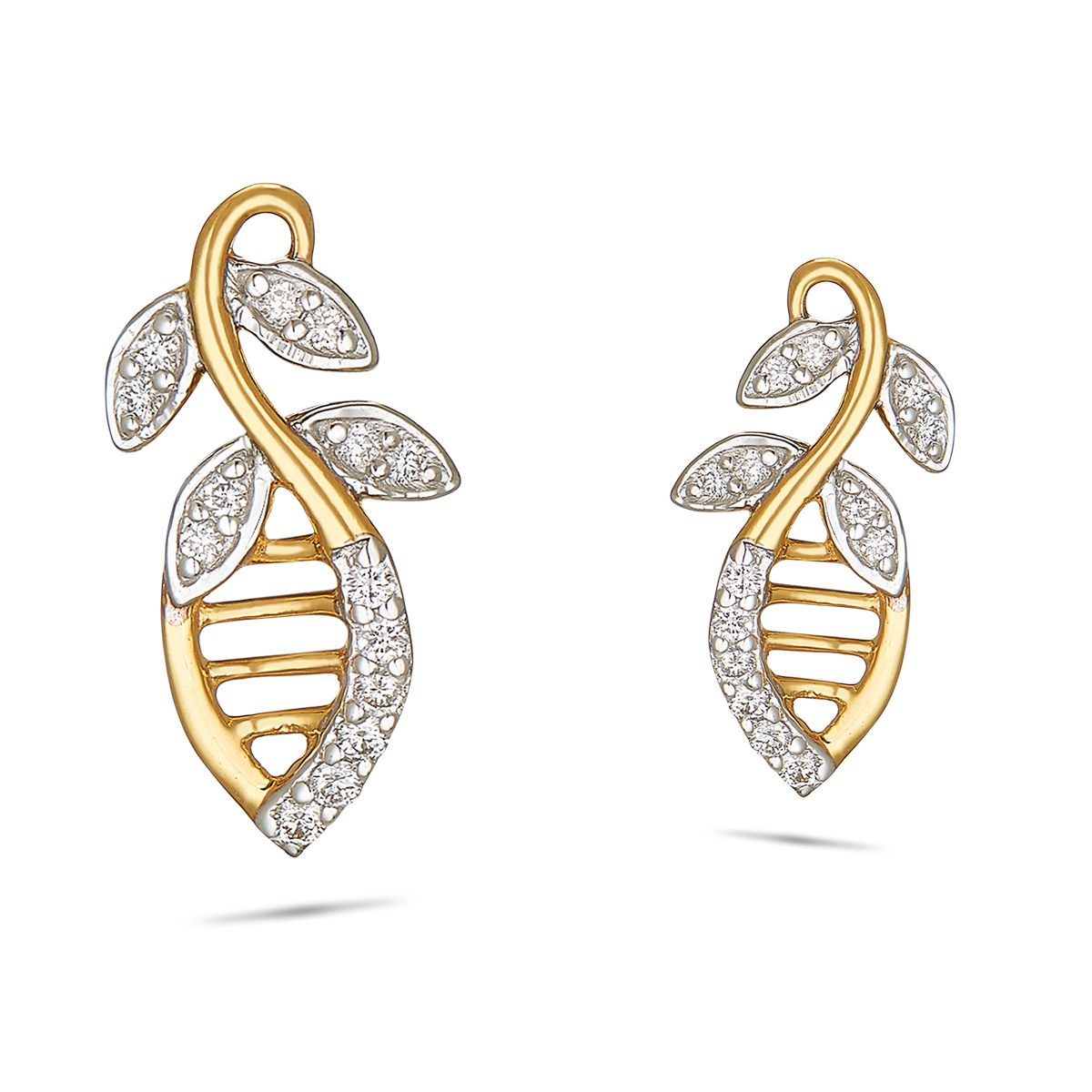 Vembley Korean Diamond Leaf Design Stud Earrings For Women And Girls 2  PcsSet