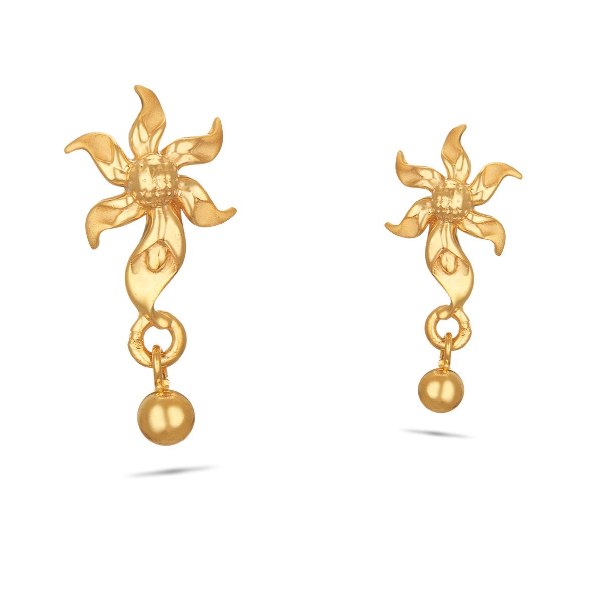 Buy Simplistic Leaf Pattern Gold Earrings |GRT Jewellers