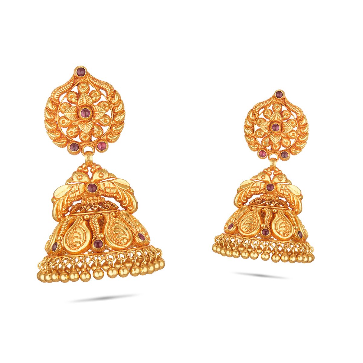 Light Weight Gold Jhumka Earrings Designs Under 10 Grams J25120