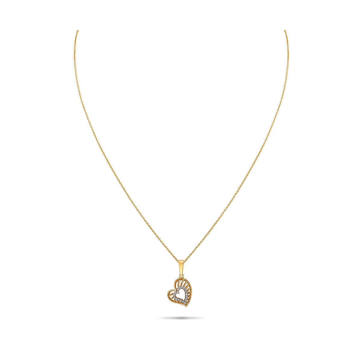 Buy quality Heart in heart shape gold diamond pendant in Bardoli
