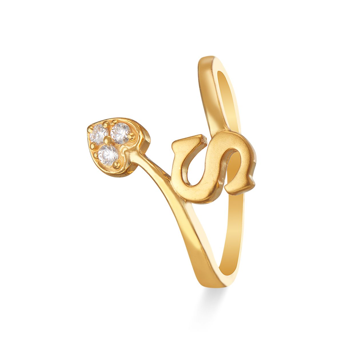 14k Yellow Gold Letter S Initial Heart Ladies Ring With White CZ Stones -  Etsy Norway