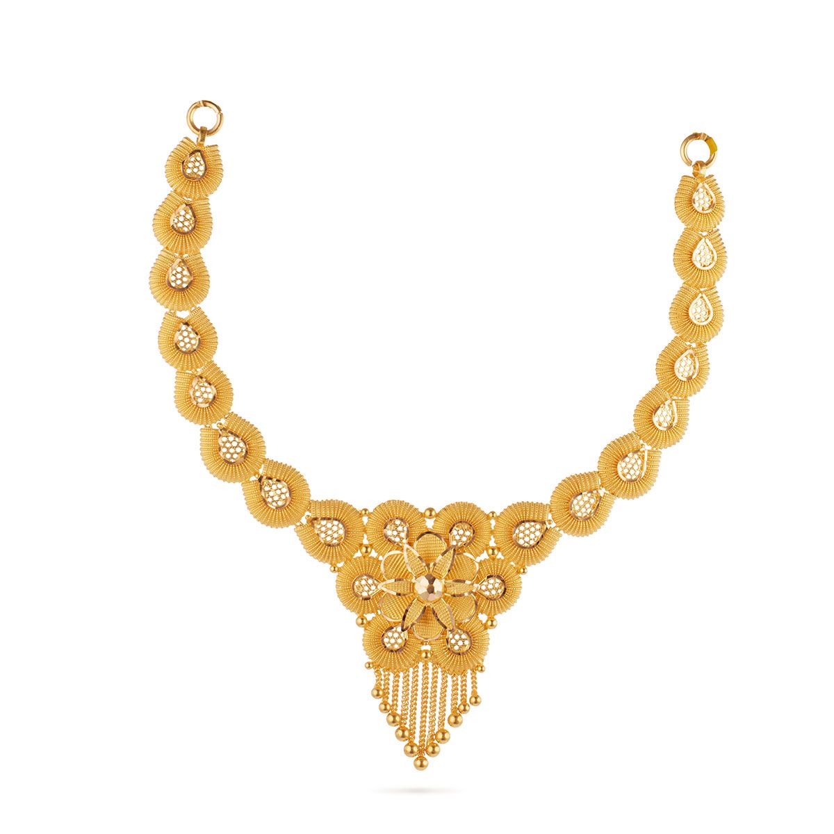 Modern 22KT Gold Necklace with Red Stone