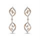 Rose Gold Leaf Curve Diamond Drop Earrings
