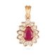 Floral Red Stone Diamond Pendant