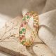 Classic Flowing Ruby Emerald Diamond Bangle