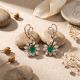 Rose Heart Emerald Diamond Drop Earrings