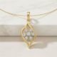 Modern Leaf Blossom Diamond Pendant