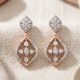 Rhombus Openwork Diamond Rose Drop Earrings