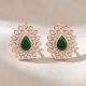 Royal Emerald Pear Diamond Stud Earrings