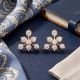 Fan Snowflake Diamond Stud Earrings