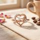 Romantic Open Heart Rose Diamond Ring