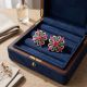 Majestic Ruby Floral Diamond Stud Earrings