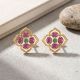 Radiant Ruby Emerald Diamond Stud Earrings