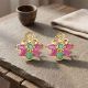 Regal Ruby Emerald Crown Diamond Stud Earrings
