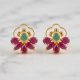 Ruby Emerald Arch Diamond Stud Earrings