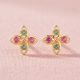 Regal Loop Ruby Emerald Diamond Studs