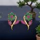 Botanical Emerald Ruby Diamond Stud Earrings