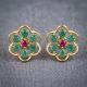 Floral Emerald Ruby Diamond Stud Earrings