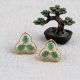 Enchanted Emerald Tri-Petal Diamond Stud Earrings