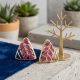 Triangular Ruby Leaf Diamond Stud Earrings
