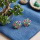 Clover Ruby Emerald Diamond Stud Earrings