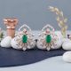 Royal Emerald Rose Diamond Stud Earrings
