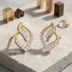 Botanical Leaf Swirl Diamond Stud Earrings