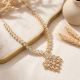 Marquise Leaf Spray Diamond Gold Necklace