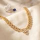 Crescent Leaf Diamond Gold Necklace