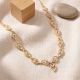 Curved Leaf Diamond Gold Necklace