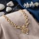 Pearl Drop Rhombus Diamond Gold Necklace