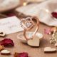 Elegant Nested Heart Rose Diamond Ring