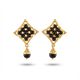 Black Stone Grid Gold Earrings 