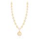 Diamond-Cut Floral Pendant Gold Necklace