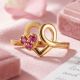 Elegant Cz Stone Heart Gold Casting Ring