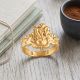 Sculpted Ganesha Leaf Casting Gold Ring