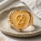Auspicious Tamil Om Vel Heart Gold Signet Ring
