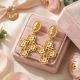 Floral Cluster Gold Drop Earrings
