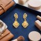 Heritage Leaf Motif Gold Drop Earrings