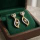 Curved Leaf Heart Casting Gold Earrings
