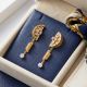 Stylized Geometric Filigree Gold Earrings
