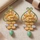 Divine Lakshmi Motif Gold Drop Earrings